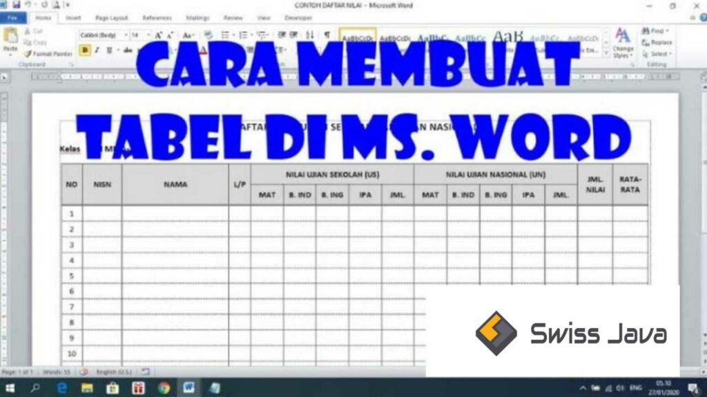 Cara Membuat Tabel Microsoft Word dengan Mudah