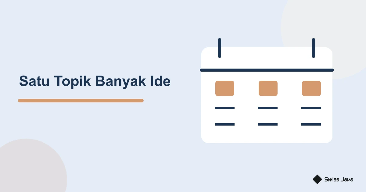 Cara Membuat 30 Ide Konten dari Satu Topik dengan ChatGPT 4 Ilustrasi kalender berisi kelompok ide konten dari satu topik