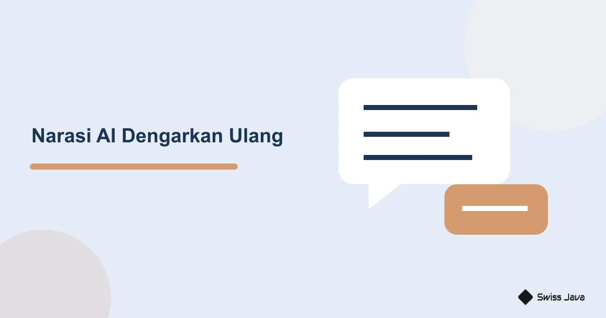 Cara Membuat Suara Narasi AI Indonesia agar Tidak Kaku 1 Ilustrasi balon narasi dan kartu catatan untuk memeriksa pelafalan serta jeda suara AI